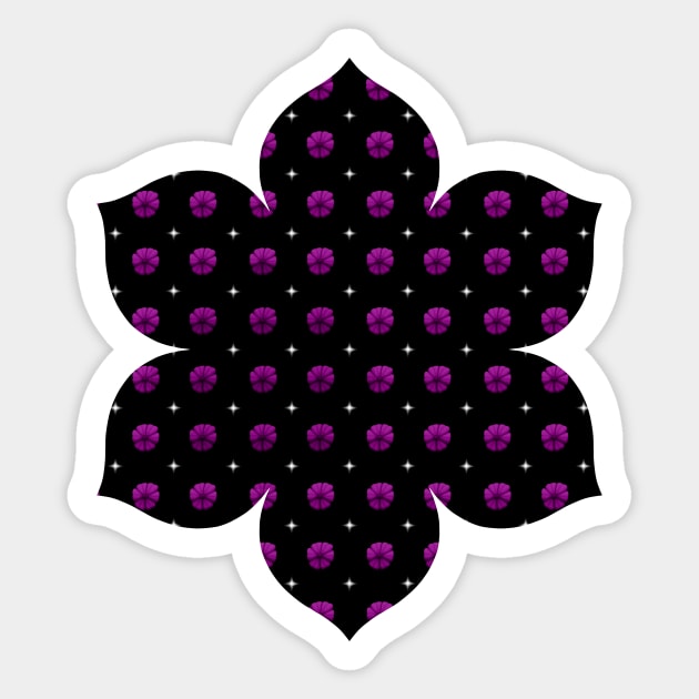 Rows of Stars and Flowers, Dark Purple Sticker by StephOBrien